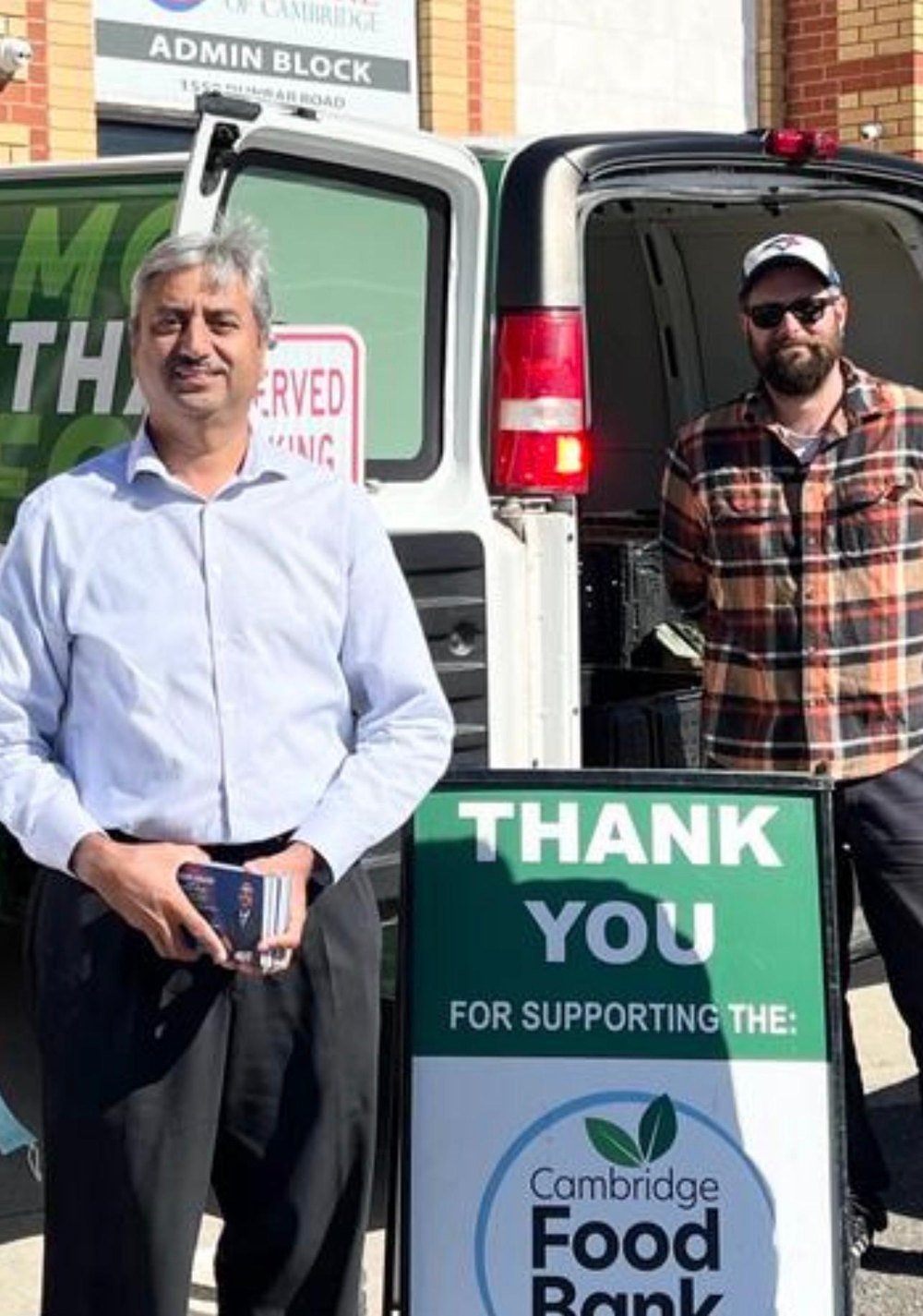 Naeem Awan supporting a Cambridge Food Bank collection at the Islamic Centre of Cambridge